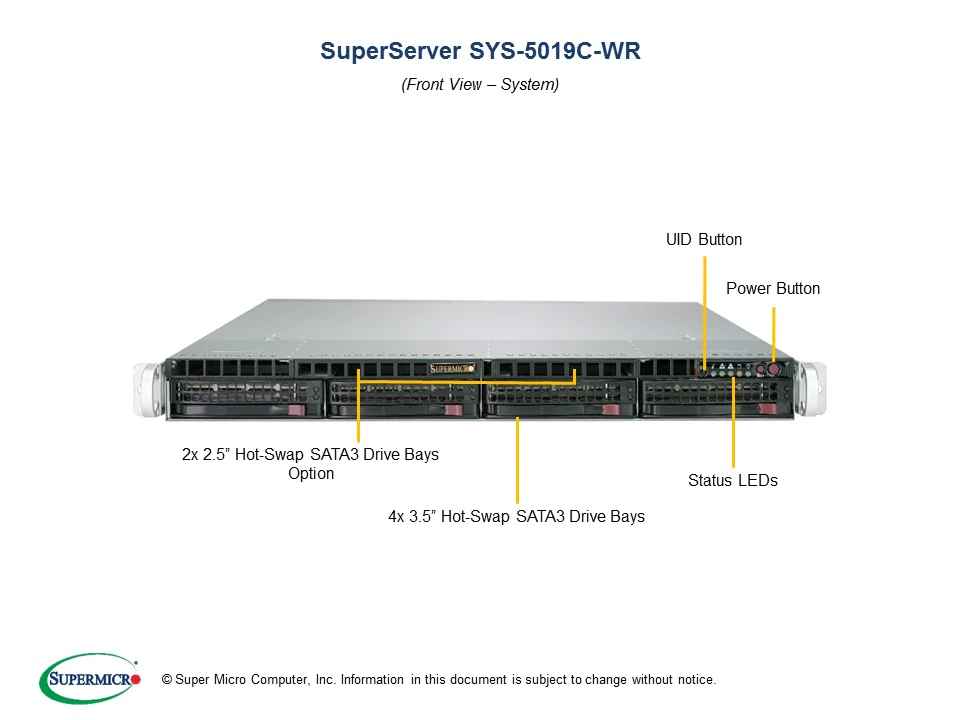 Supermicro 1u Rackmount Xeon E Server 4 Bay Hot Swap Redundant Psu Sys 5019c Wr Server Store